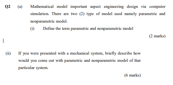 Q 2 ( a ) Mathematical model important aspect
