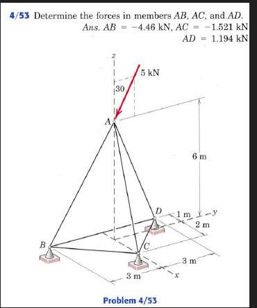 4 / 5 3 Determine the forces in members A B , A C