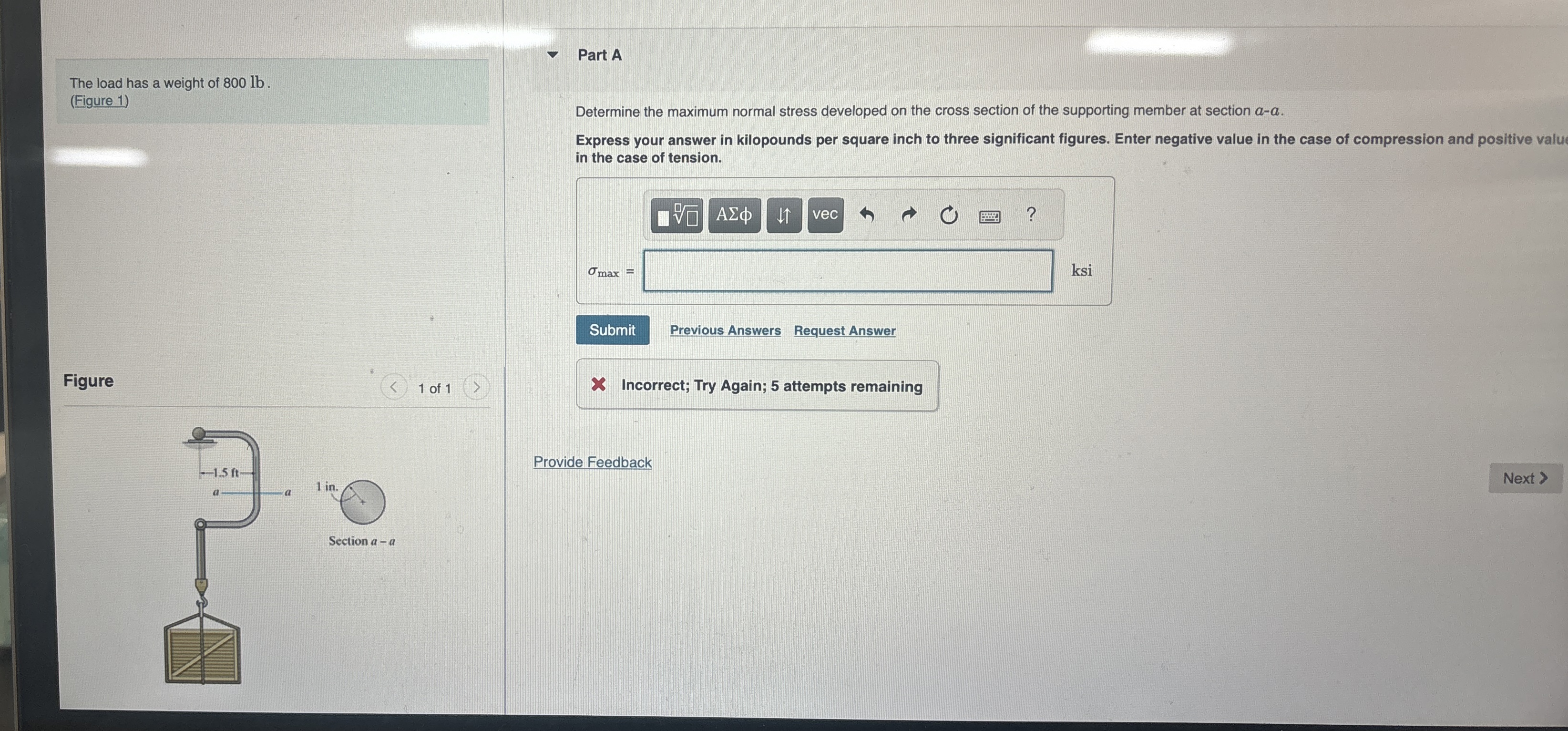 The load has a weight of 8 0 0 lb . ( Figure 1 )