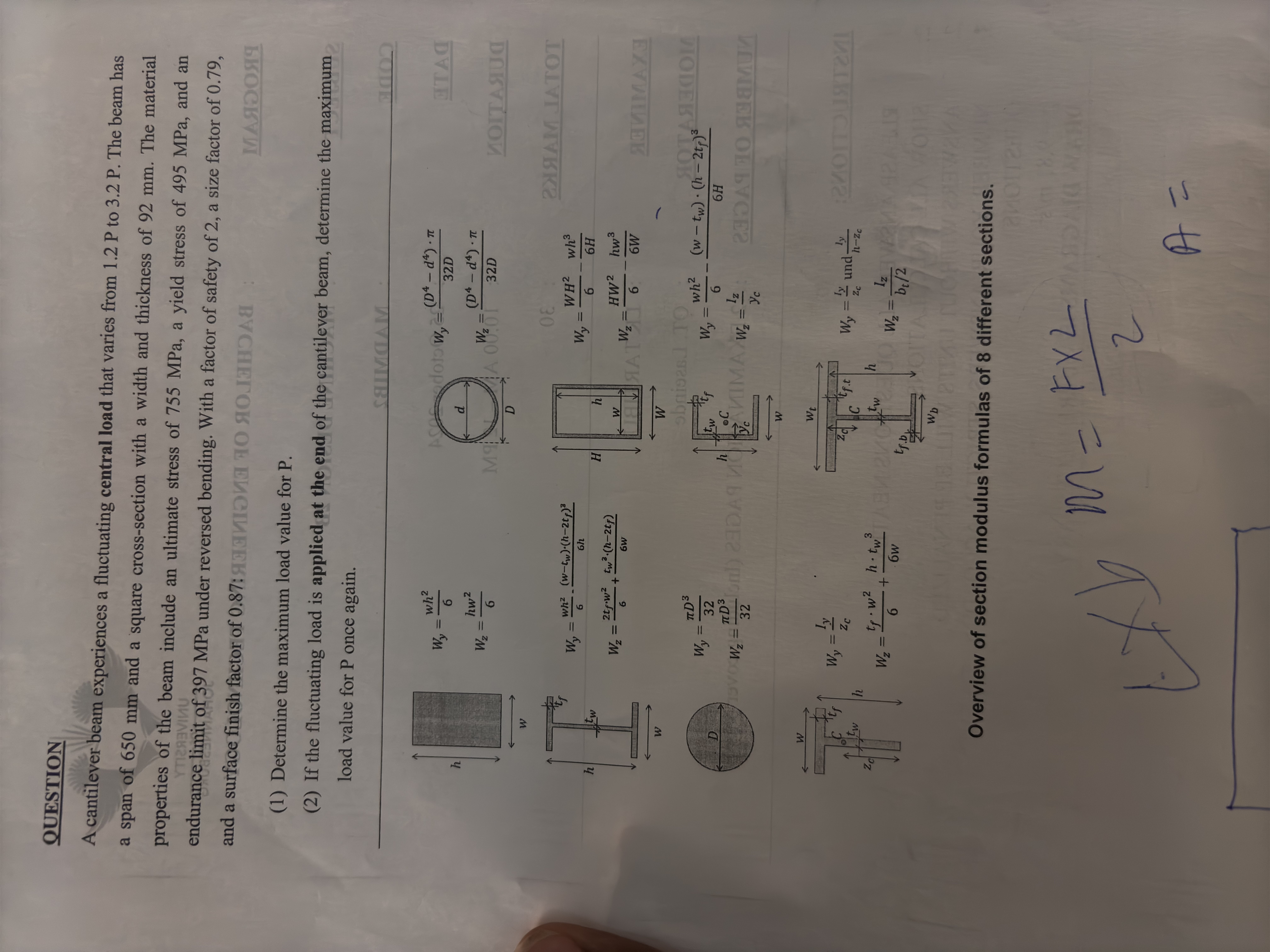 A cantilever beam experiences a fluctuating