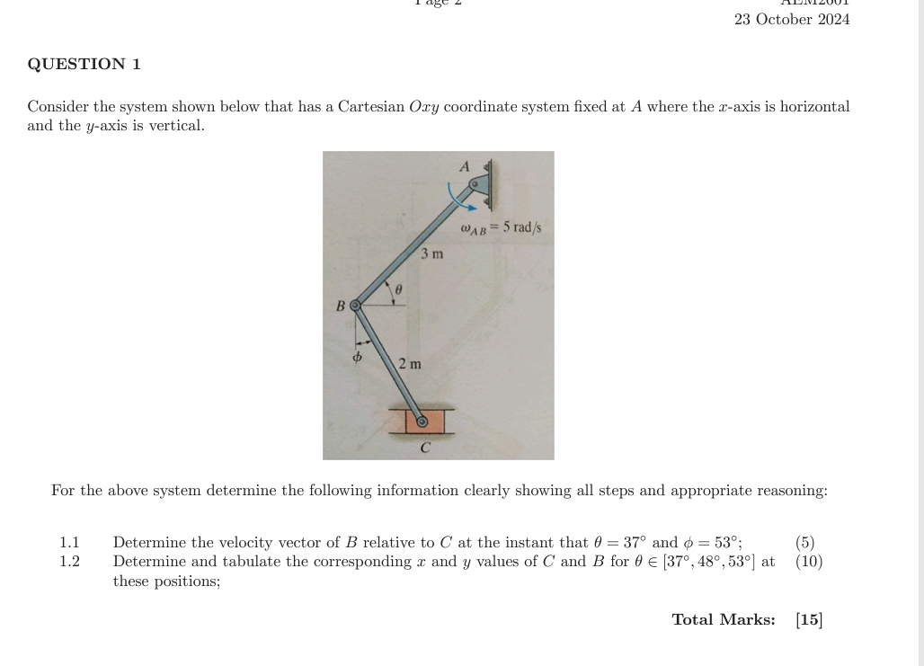 2 3 October 2 0 2 4 QUESTION 1 Consider the