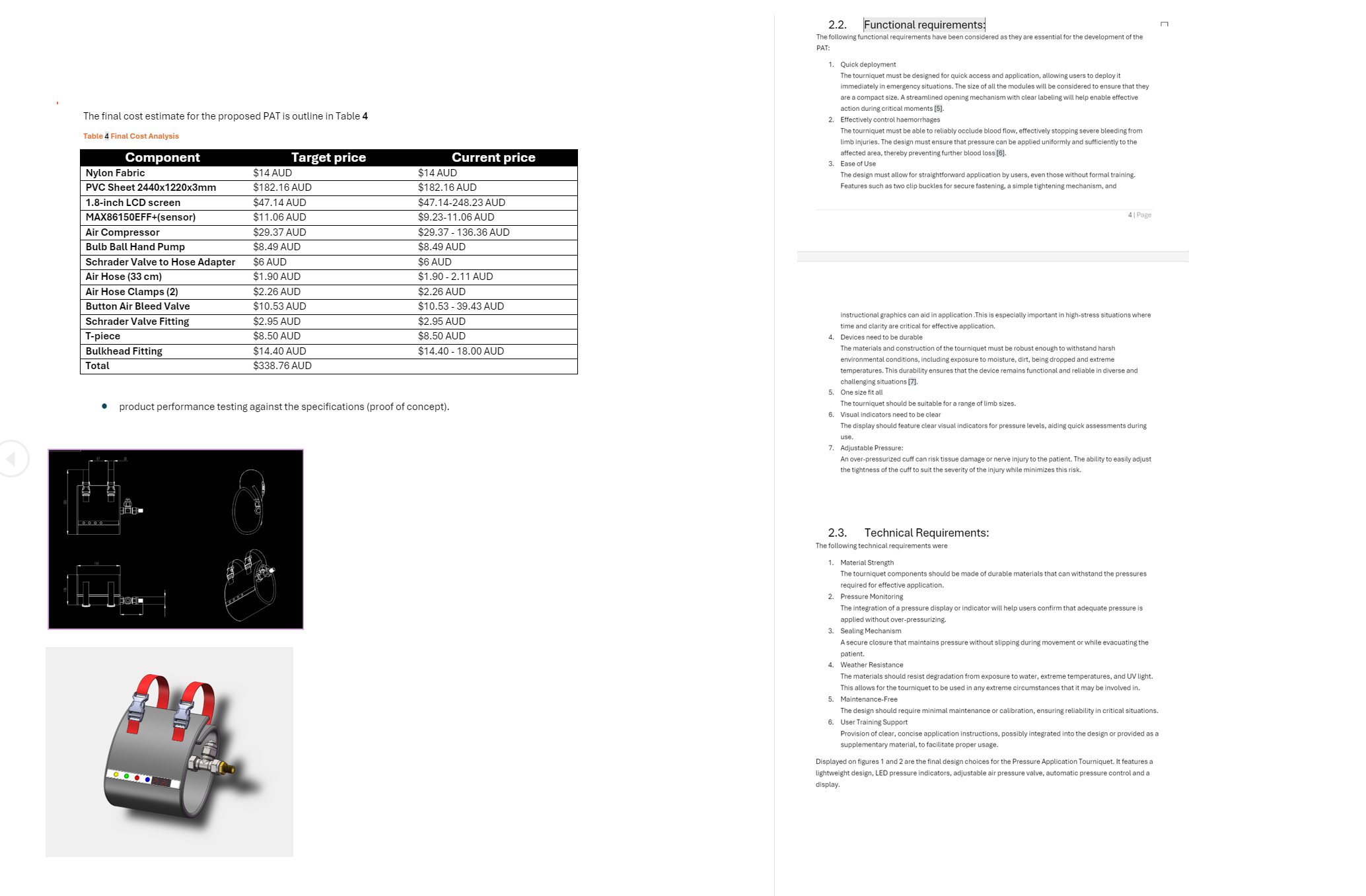 Write a Description of the CAD Designs for these