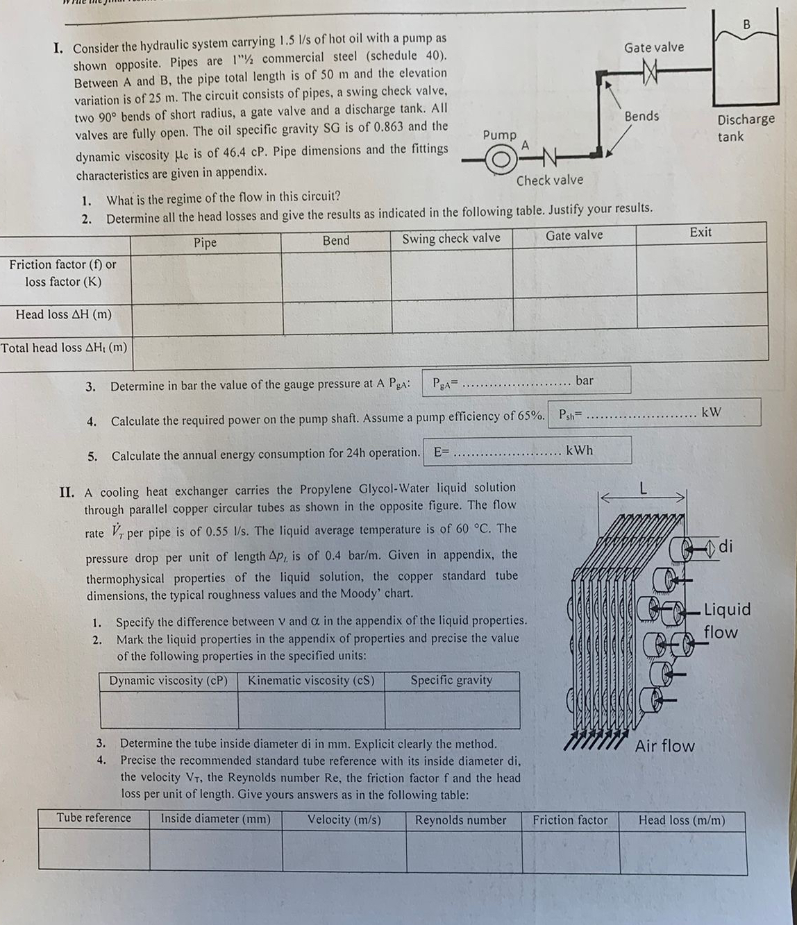 I. Consider the hydraulic system carrying 1 . 5 I
