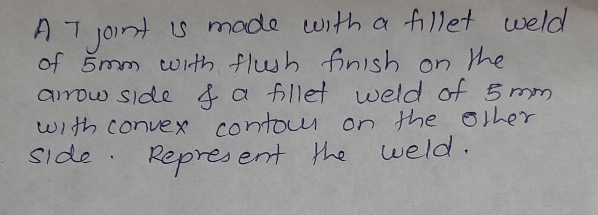 A T joint is made with a fillet weld of 5 mm with