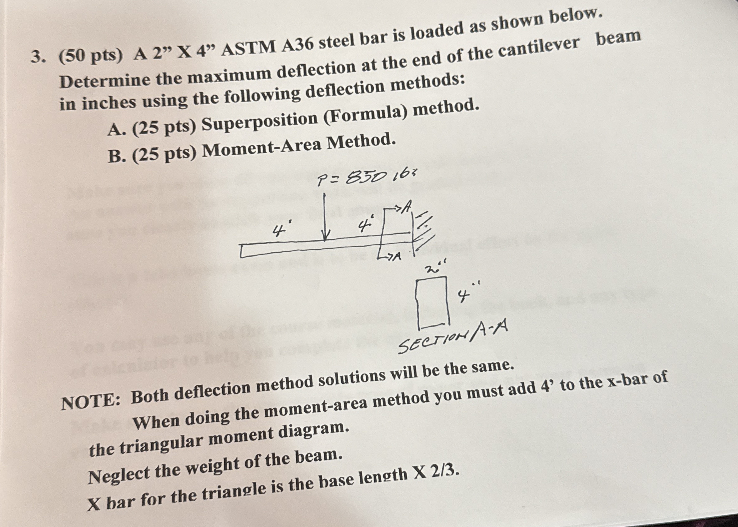 ( 5 0 pts ) A 2 " x " ASTM A 3 6 steel bar is
