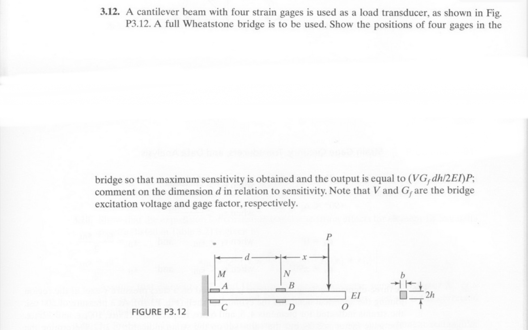 3 . 1 2 . A cantilever beam with four strain