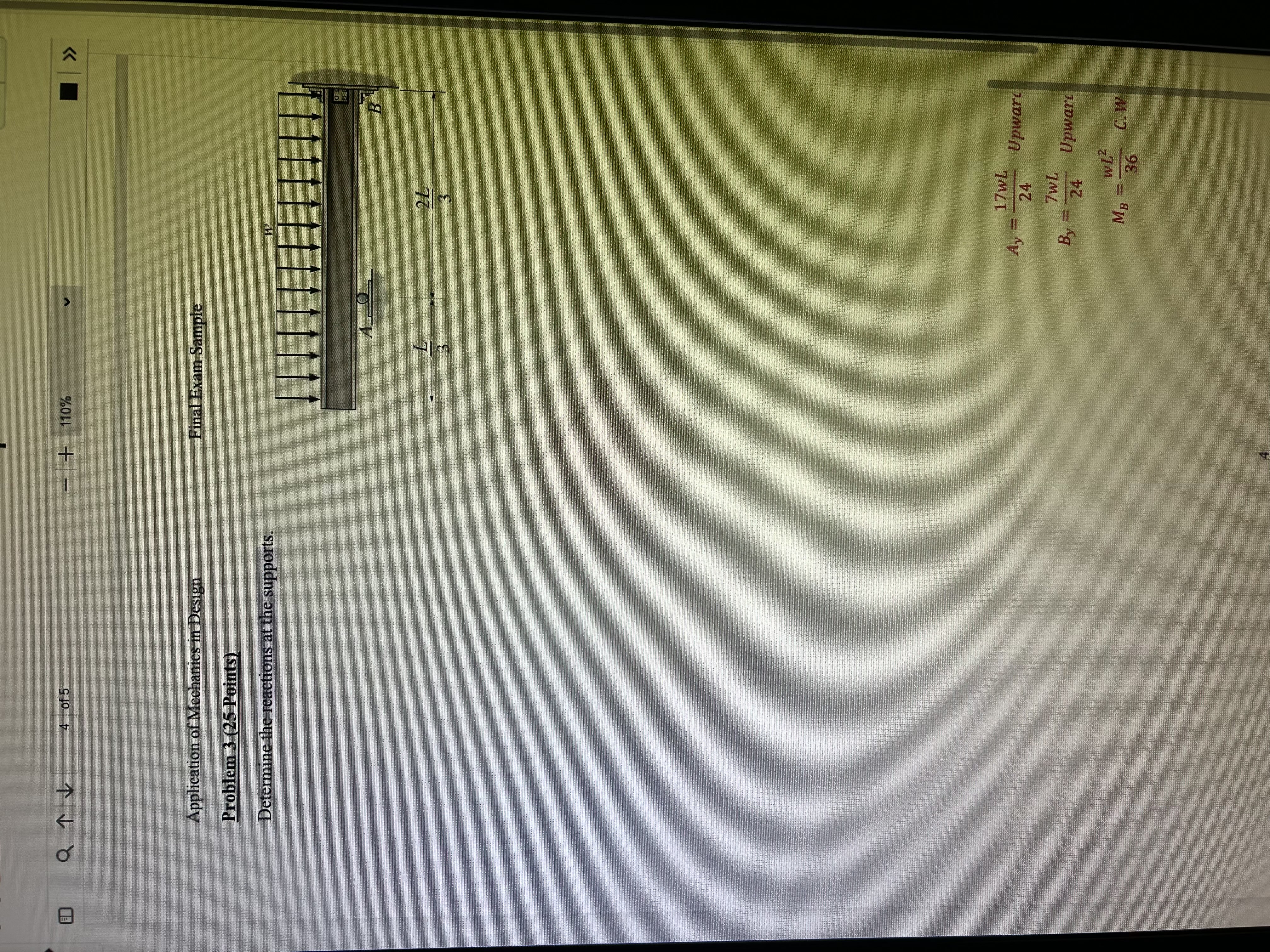 Determjne the resctions at the supports