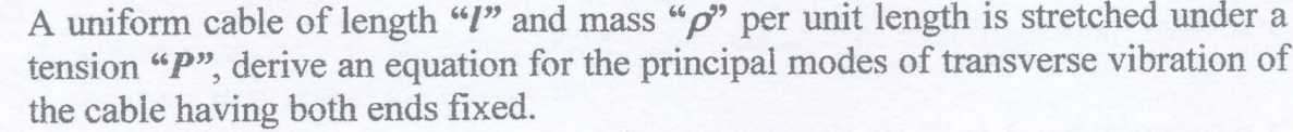 A uniform cable of length " \ ( l \ ) " and mass