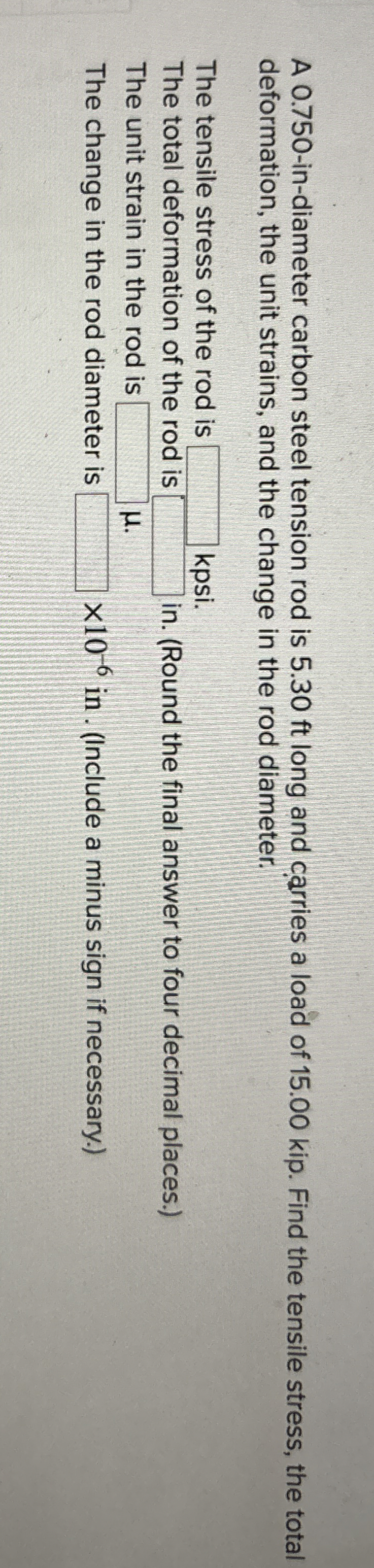 A 0 . 7 5 0 - in - diameter carbon steel tension