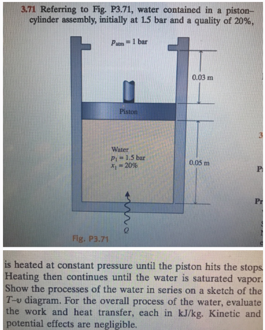 is heated at constant pressure until the piston
