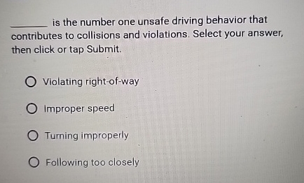 is the number one unsafe driving behavior that