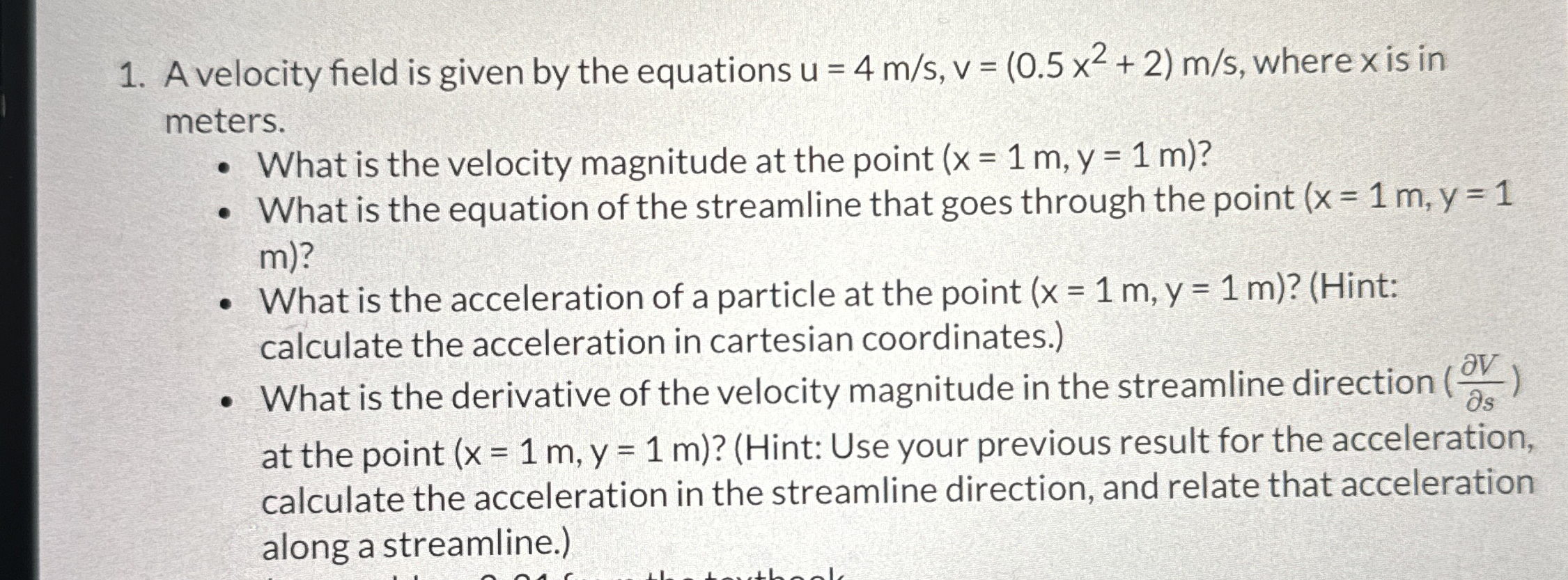 A velocity field is given by the equations u = 4