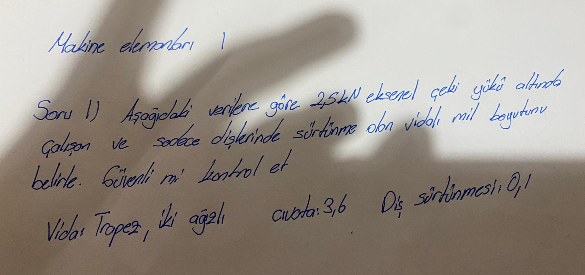 A a daki verilere g re 2 . 5 kN eksenel eki y k