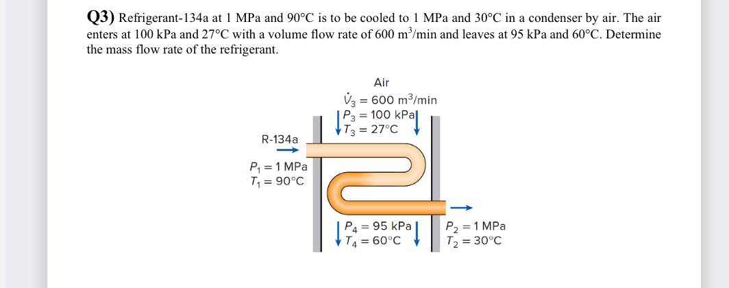 " Q 3 ) Refrigerant - 1 3 4 a at 1 MPa and 9 0 C