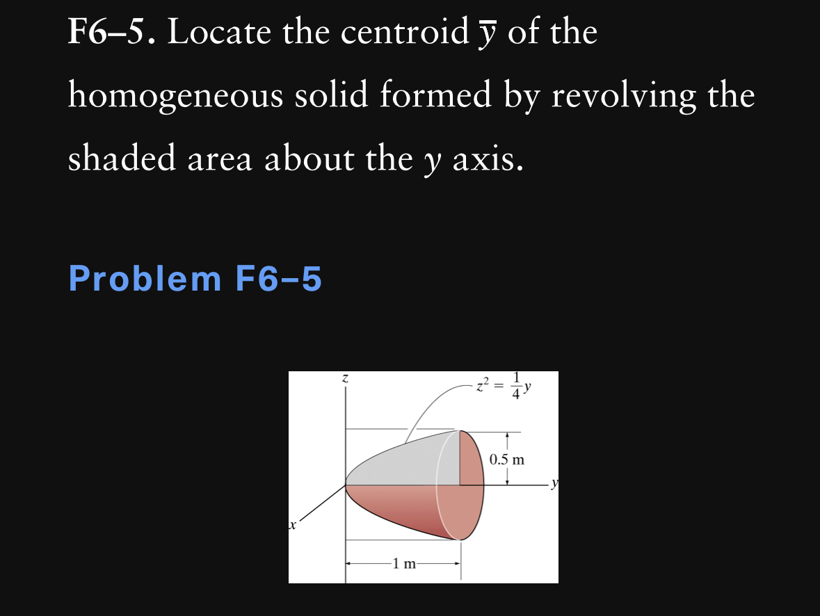 F 6 - 5 . Locate the centroid ? b a r ( y ) of