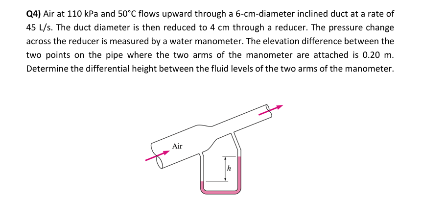 Q 4 ) Air at 1 1 0 kPa and \ ( 5 0 ^ { \ circ } \