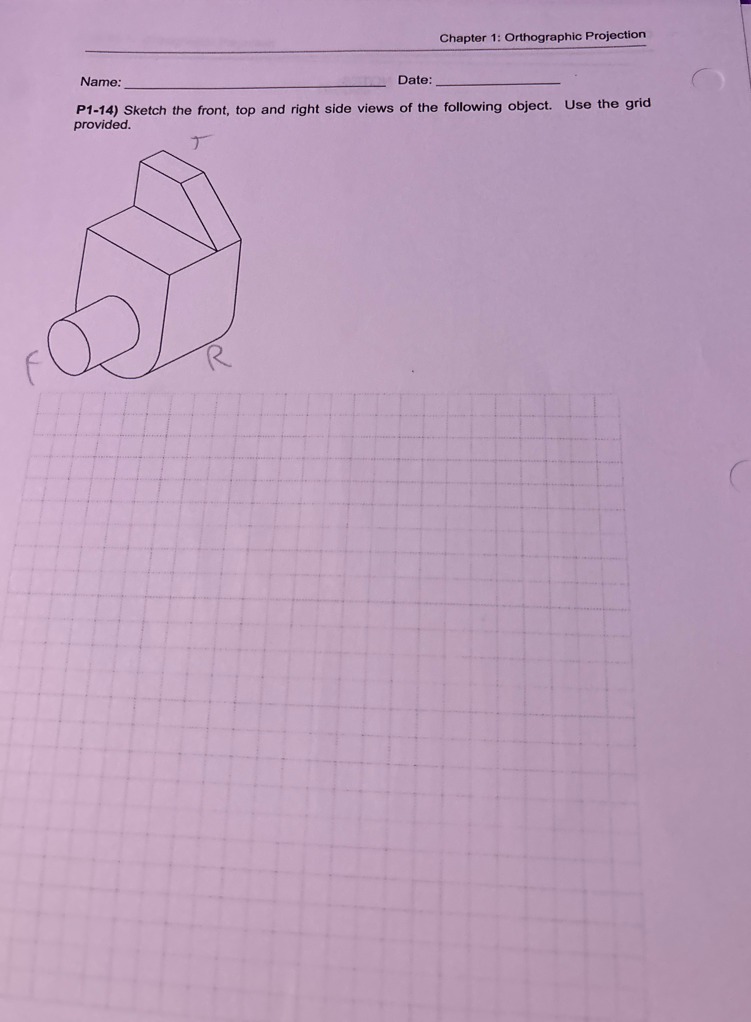 Chapter 1 : Orthographic Projection Name Date P 1