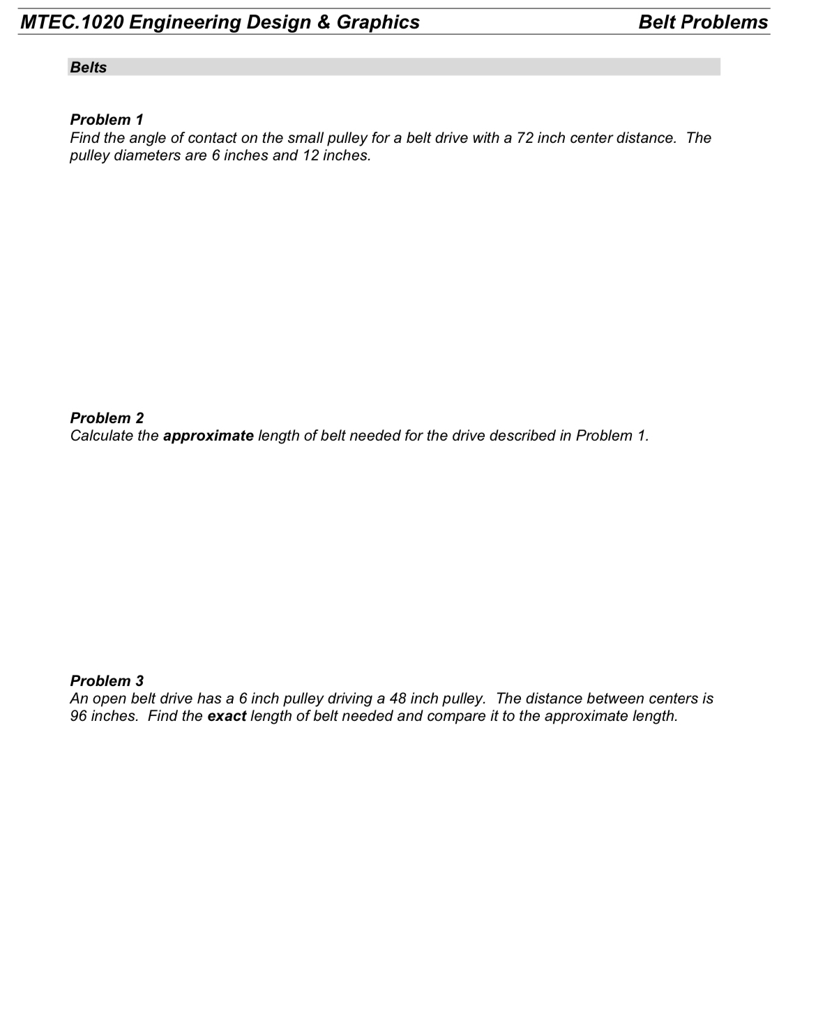 MTEC. 1 0 2 0 Engineering Design & Graphics Belt