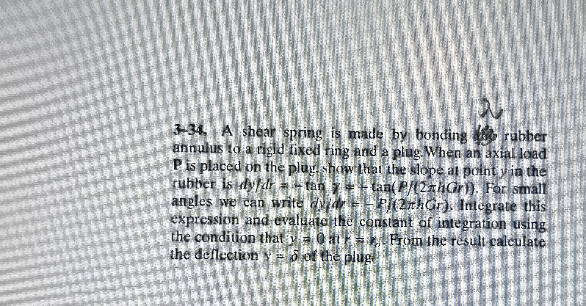 3 - 3 4 . A shear spring is made by bonding thb