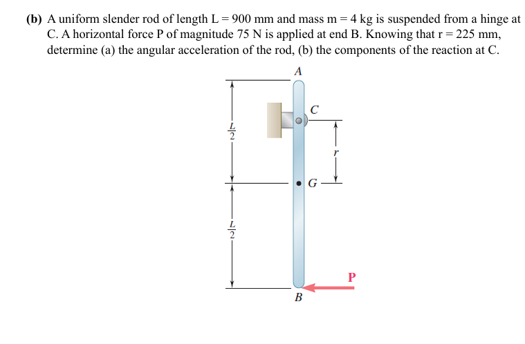 ( b ) A uniform slender rod of length \ ( L = 9 0