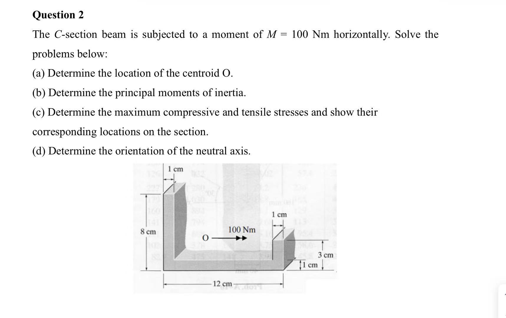Question 2 The \ ( C \ ) - section beam is