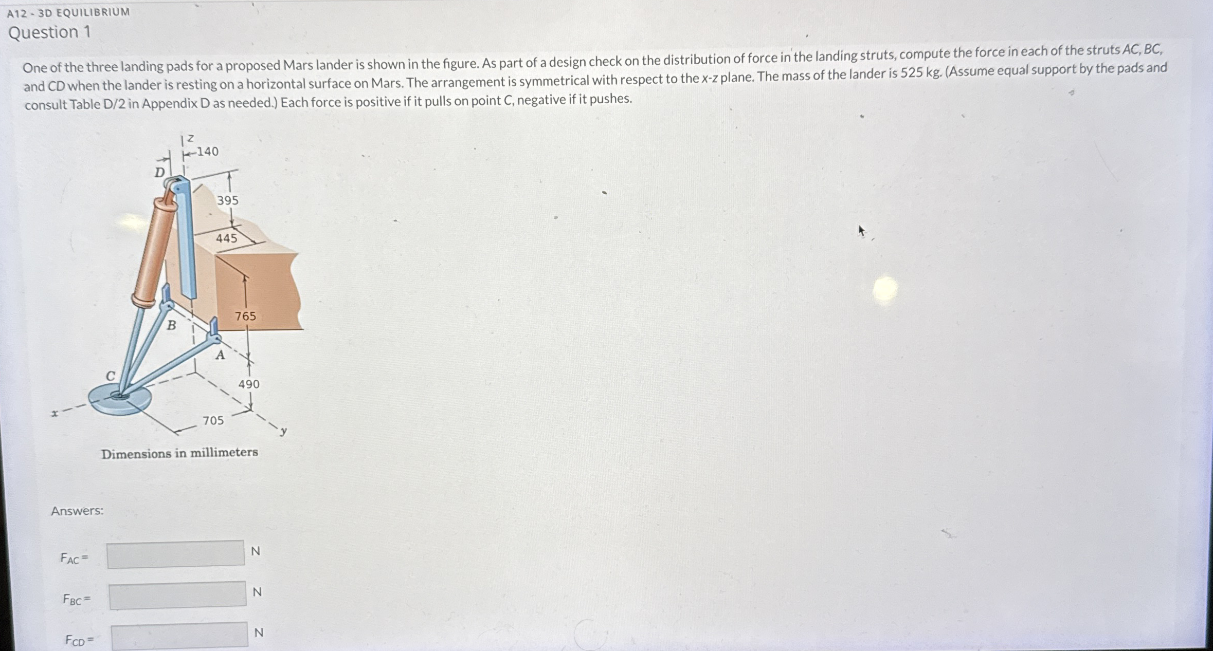 A 1 2 - 3 D EQUILIBRIUM Question 1 One of the