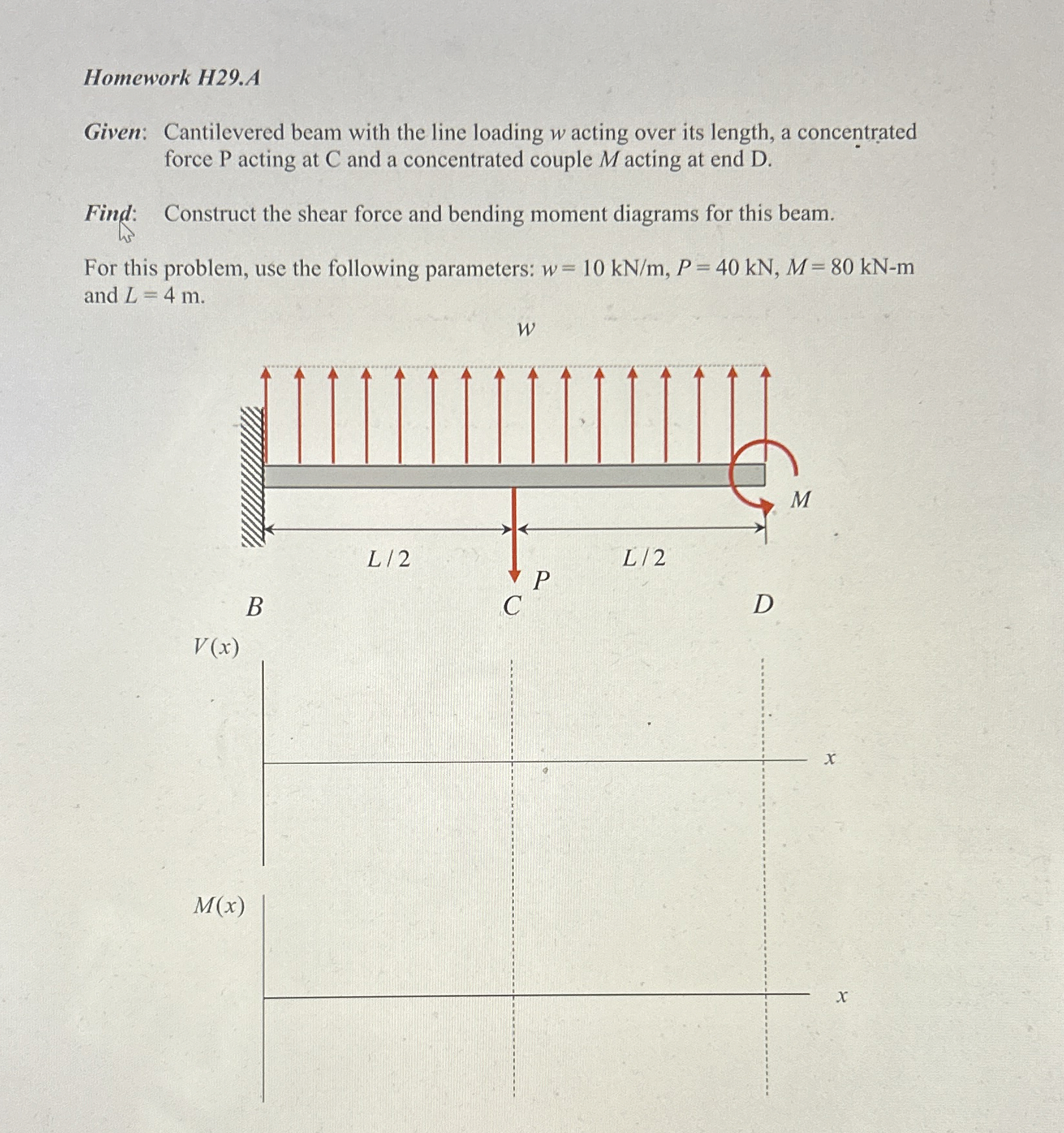Homework H 2 9 . A Given: Cantilevered beam with