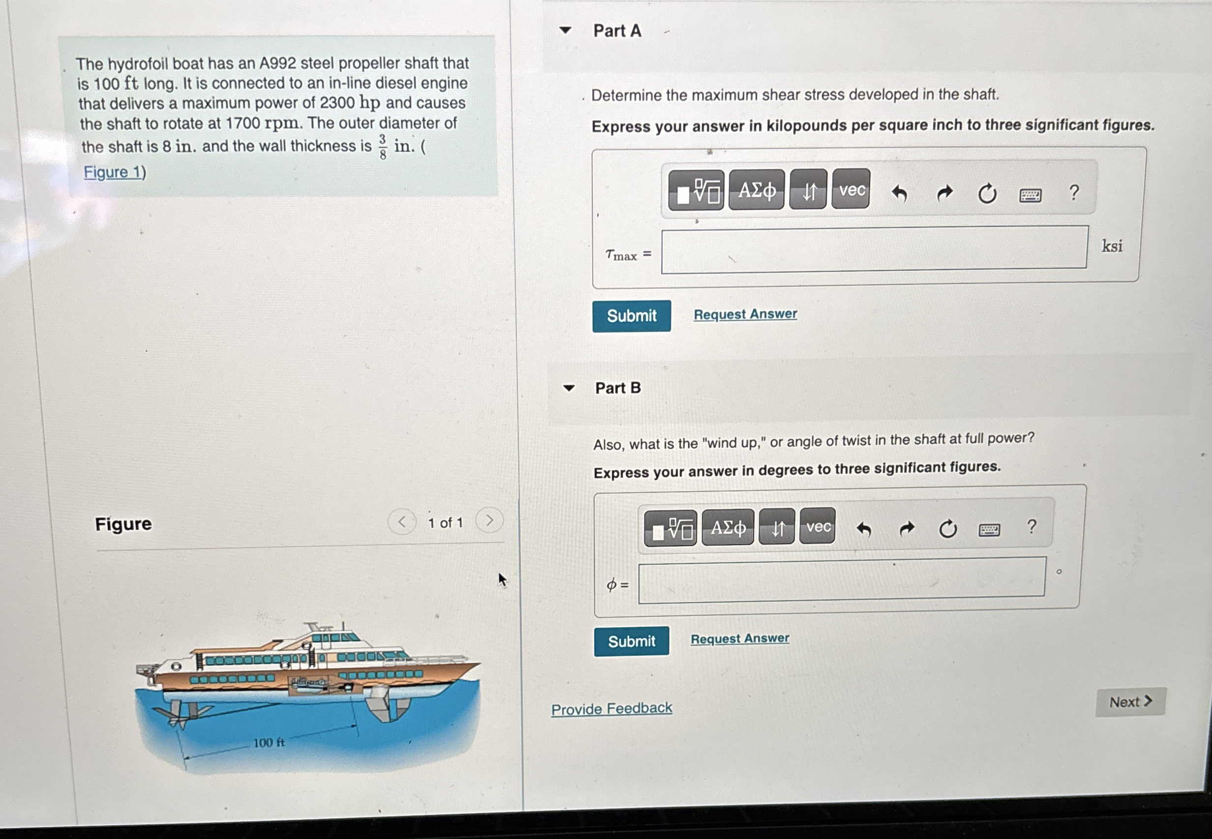 The hydrofoil boat has an A 9 9 2 steel propeller