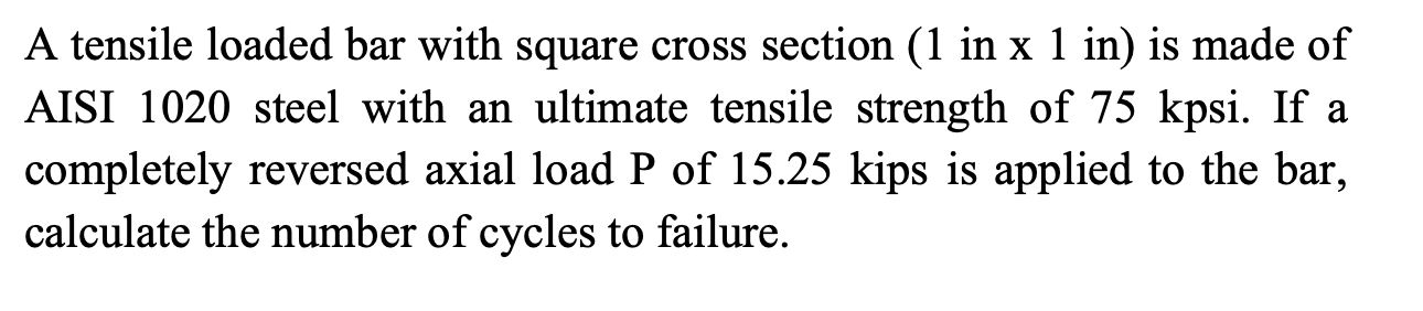 A tensile loaded bar with square cross section (