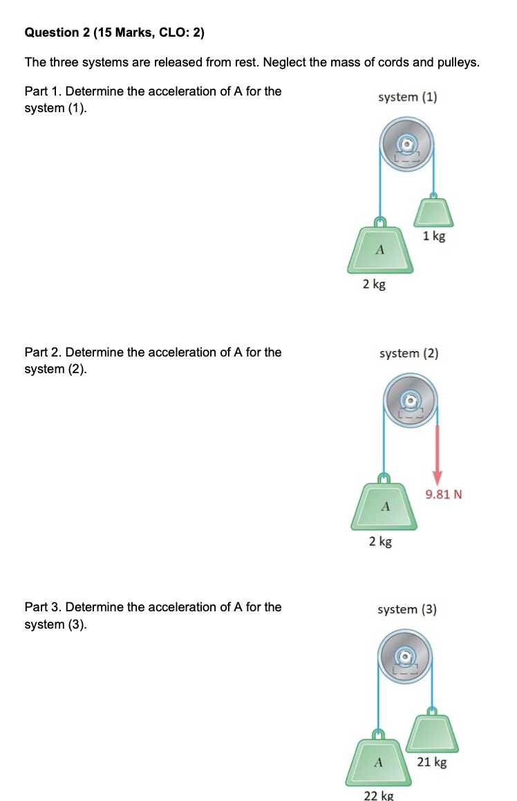 Question 2 ( 1 5 Marks, CLO: 2 ) ( Dynamics ) The