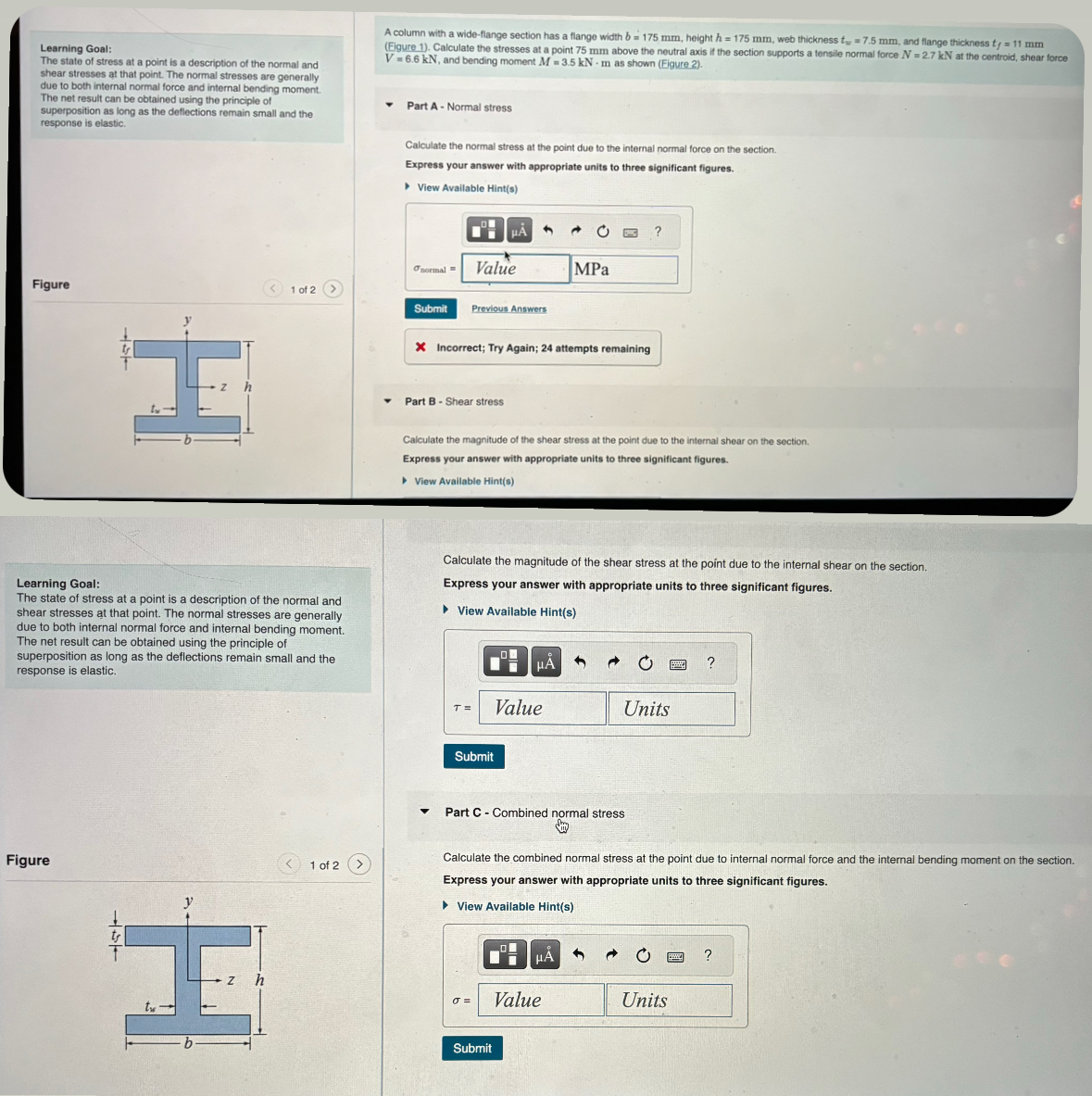 Learning Goal: The state of stress at a point is