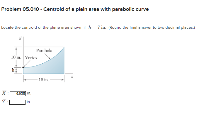 Problem 0 5 . 0 1 0 - Centroid of a plain area