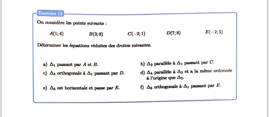 Exercice 1 5 On consid re les points suivants : A