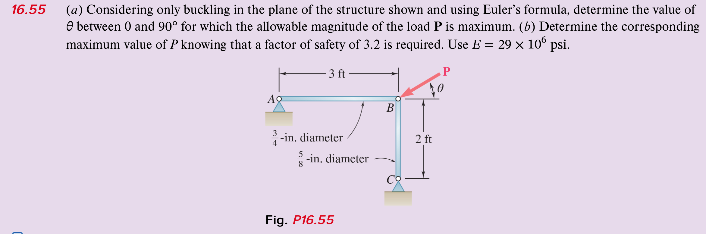 1 6 . 5 5 ( a ) Considering only buckling in the