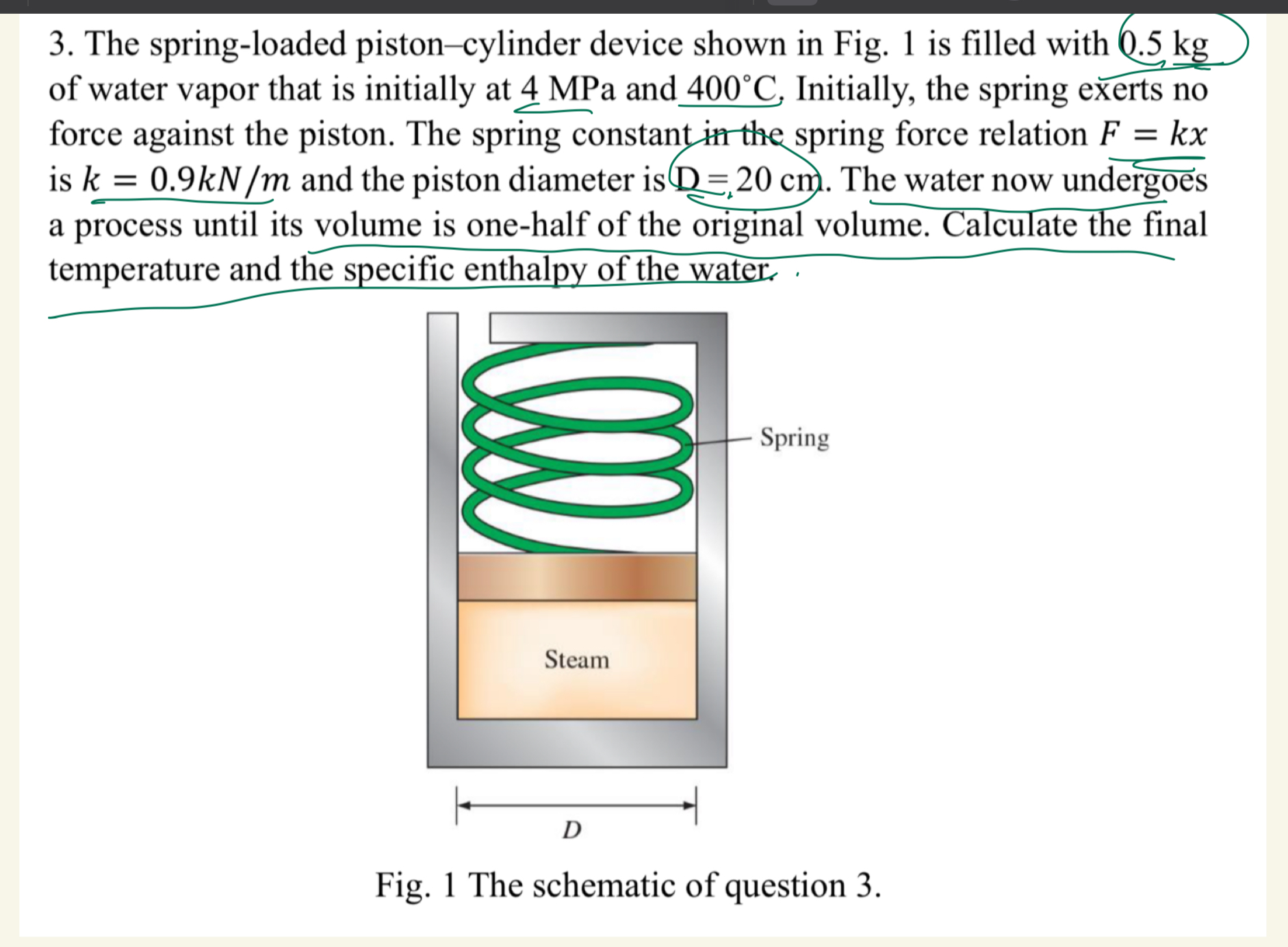 The spring - loaded piston - cylinder device