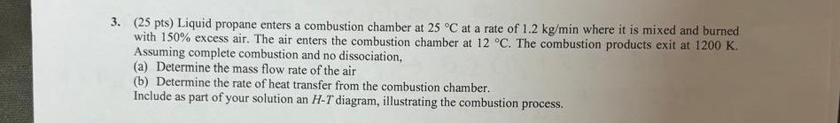Please draw the H - T diagram. Liquid propane