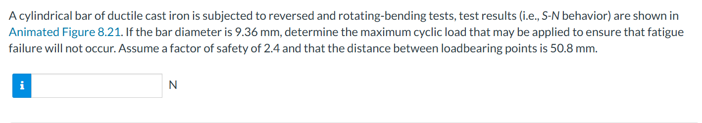 A cylindrical bar of ductile cast iron is
