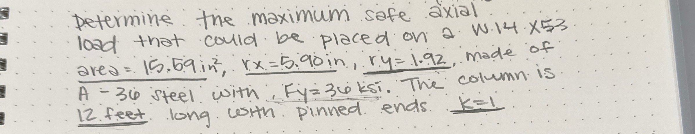 Determine The maximum safe axial load that could
