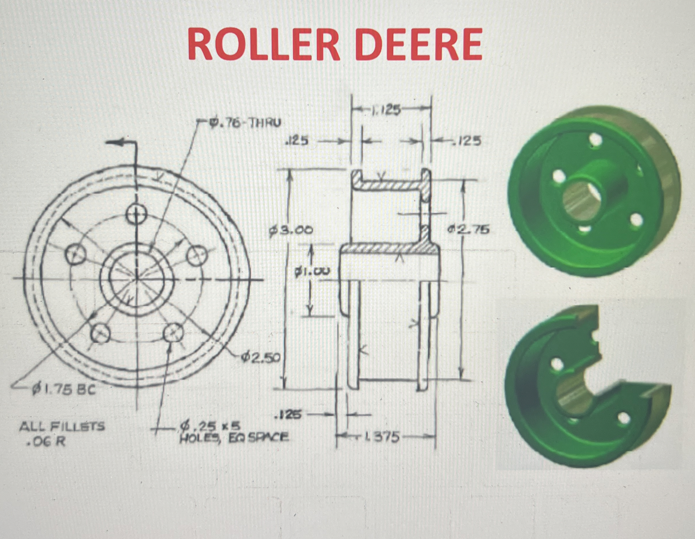 ROLLER DEERE Using SolidWork please show step by