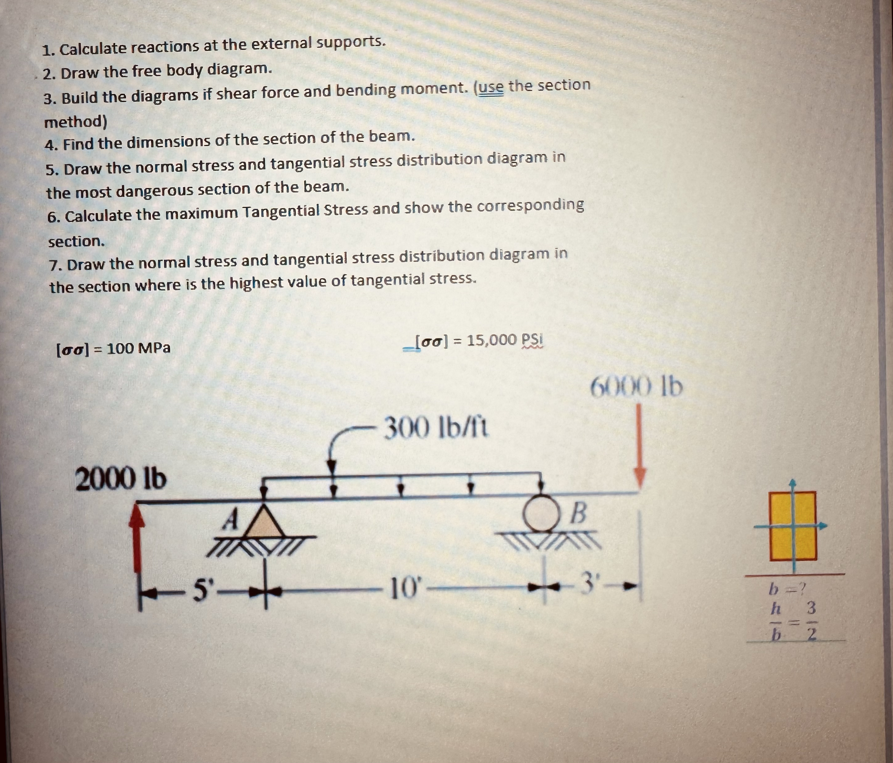 1 . Calculate reactions at the external supports.