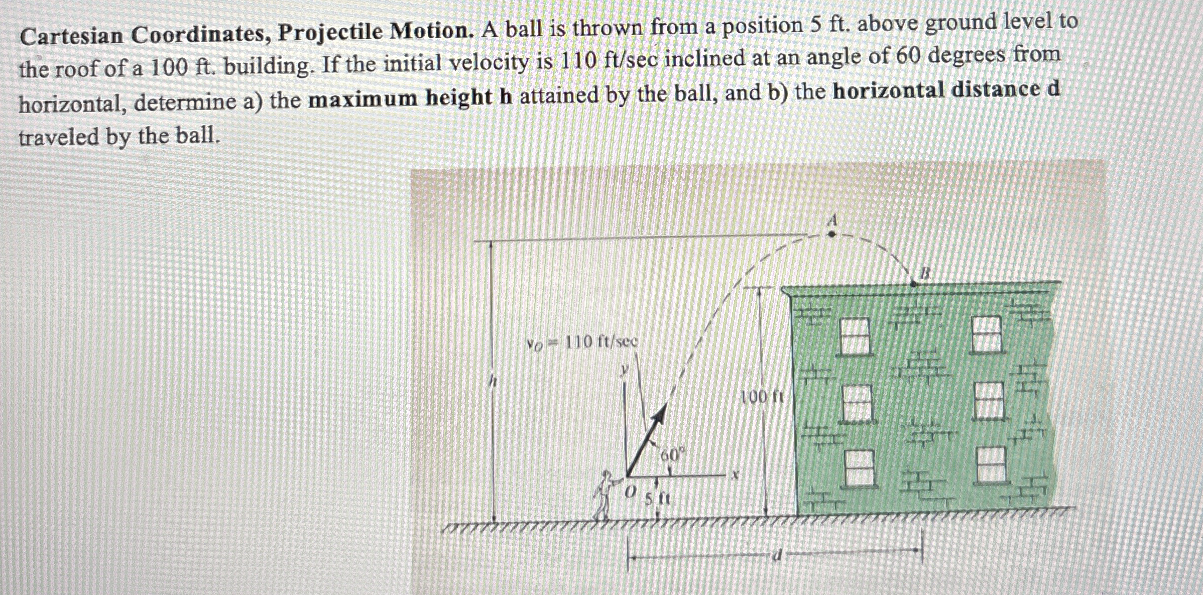 Cartesian Coordinates, Projectile Motion. A ball