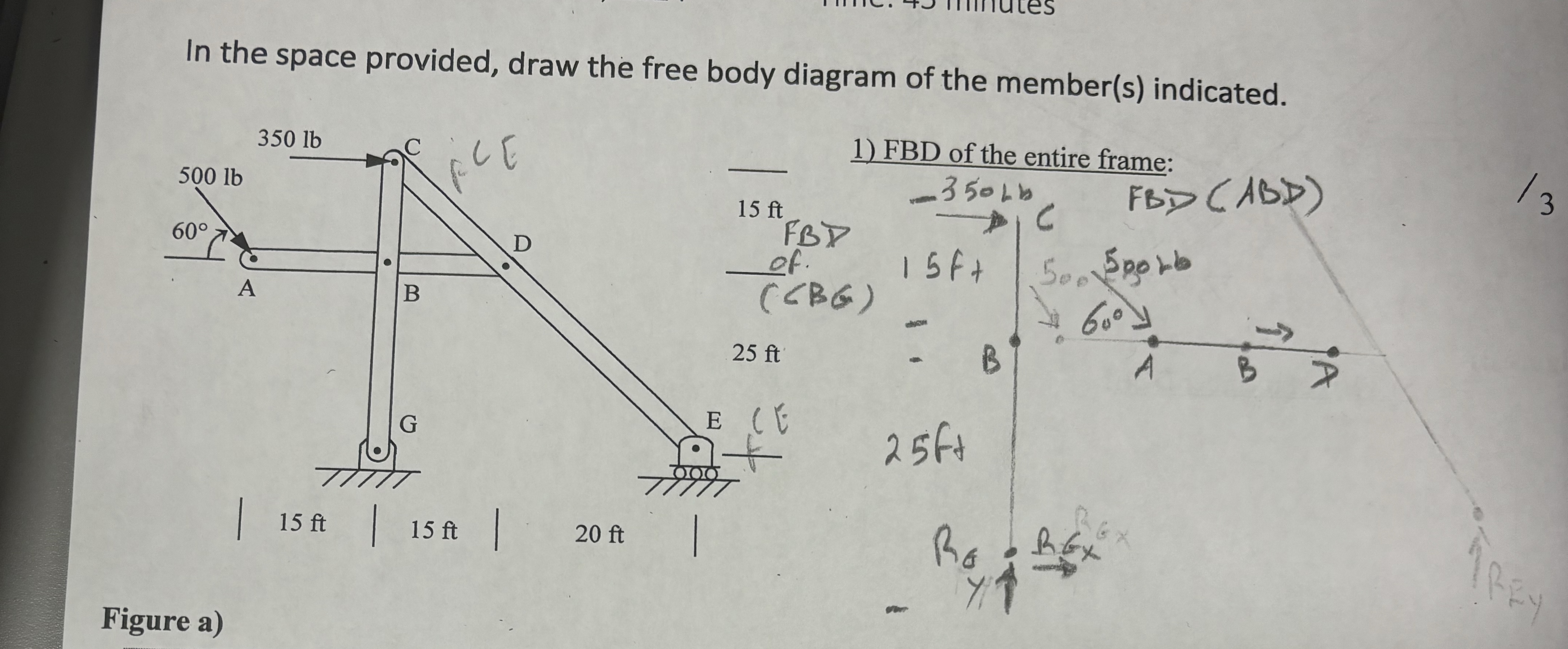 In the space provided, draw the free body diagram