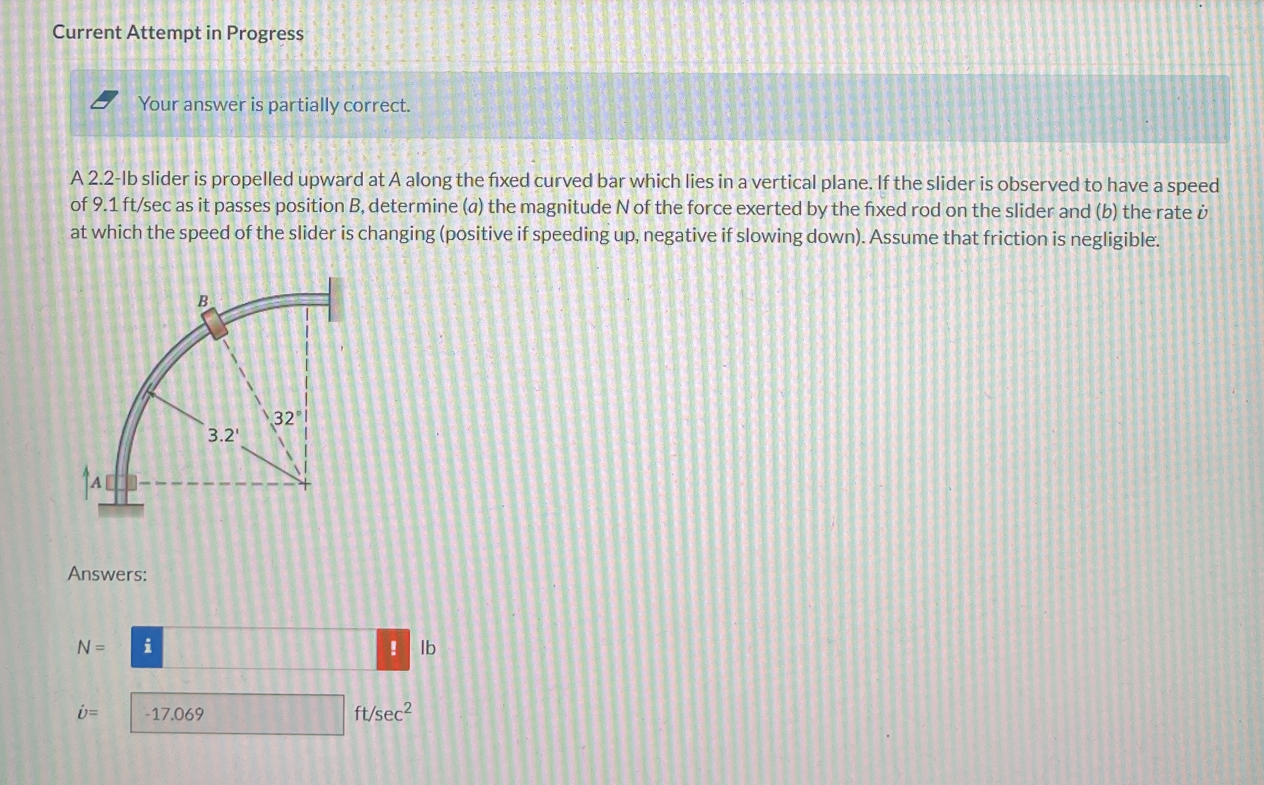 Your answer is partially correct. A 2 . 2 - lb