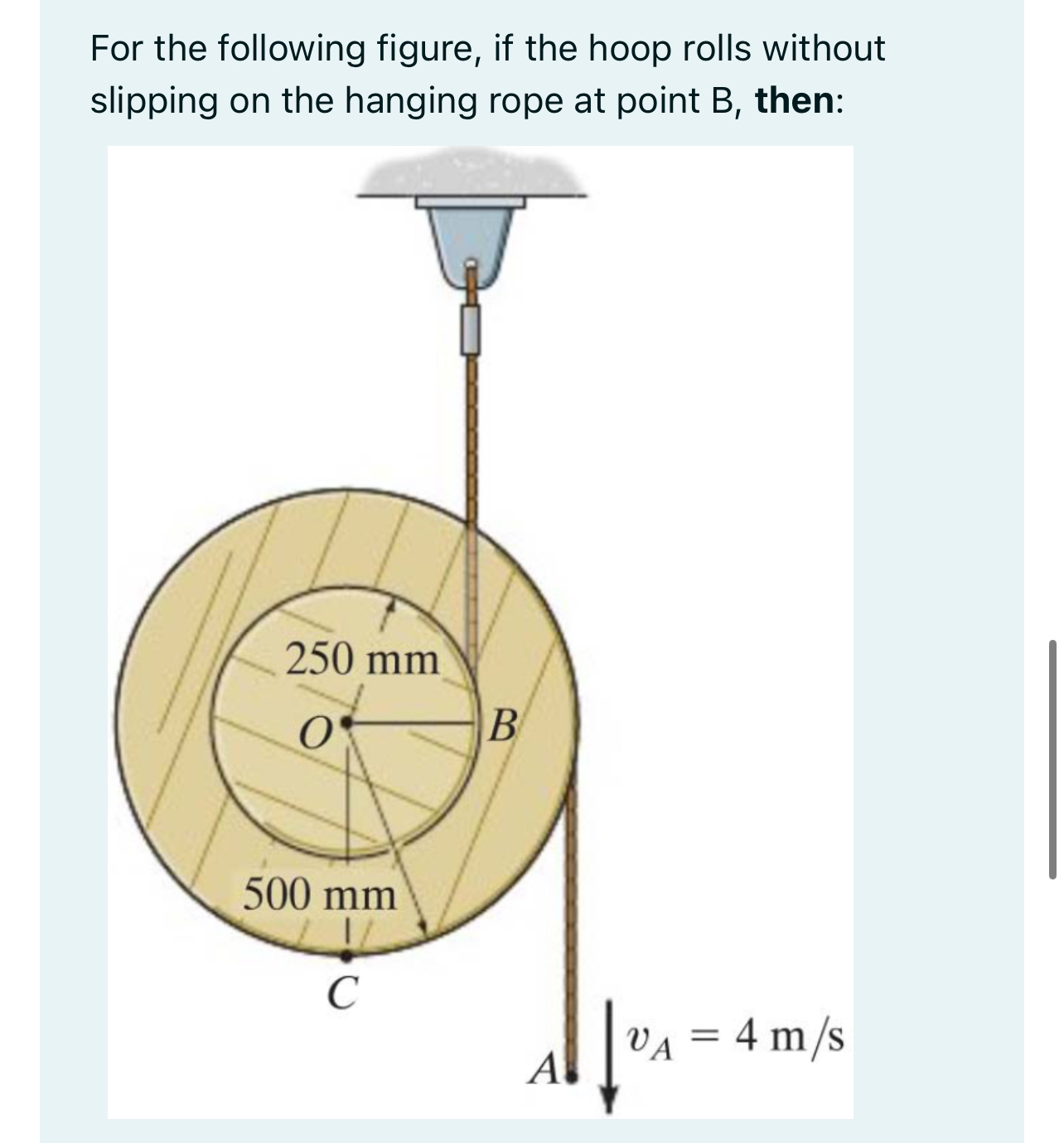 For the following figure, if the hoop rolls