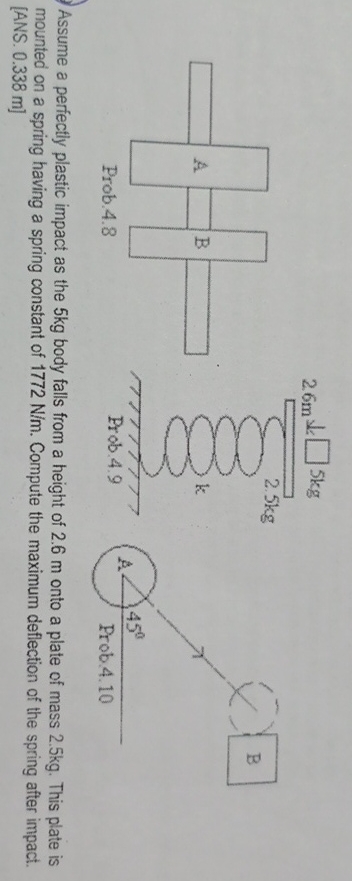 Prob. 4 . 9 Assume a perfectly plastic impact as