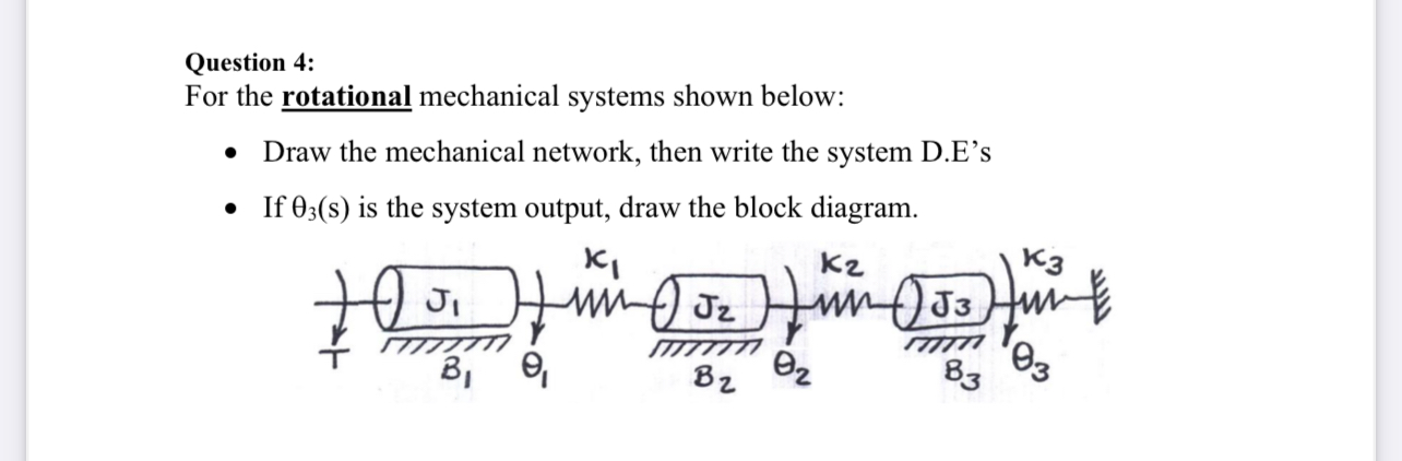 Question 4 : For the rotational mechanical