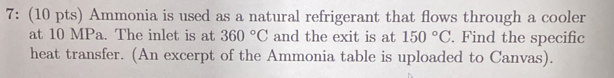7 : ( 1 0 pts ) Ammonia is used as a natural