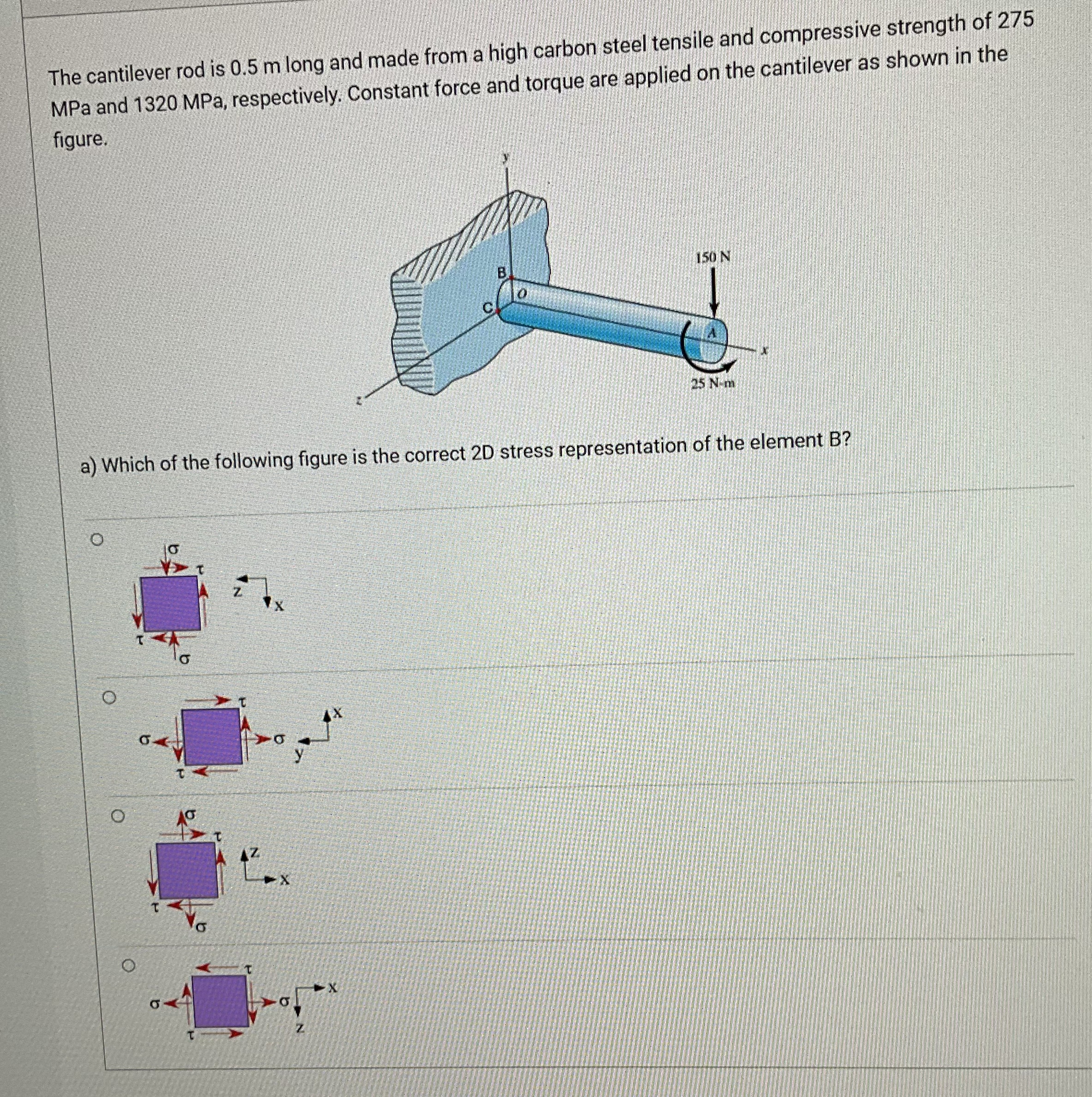 The cantilever rod is 0 . 5 m long and made from