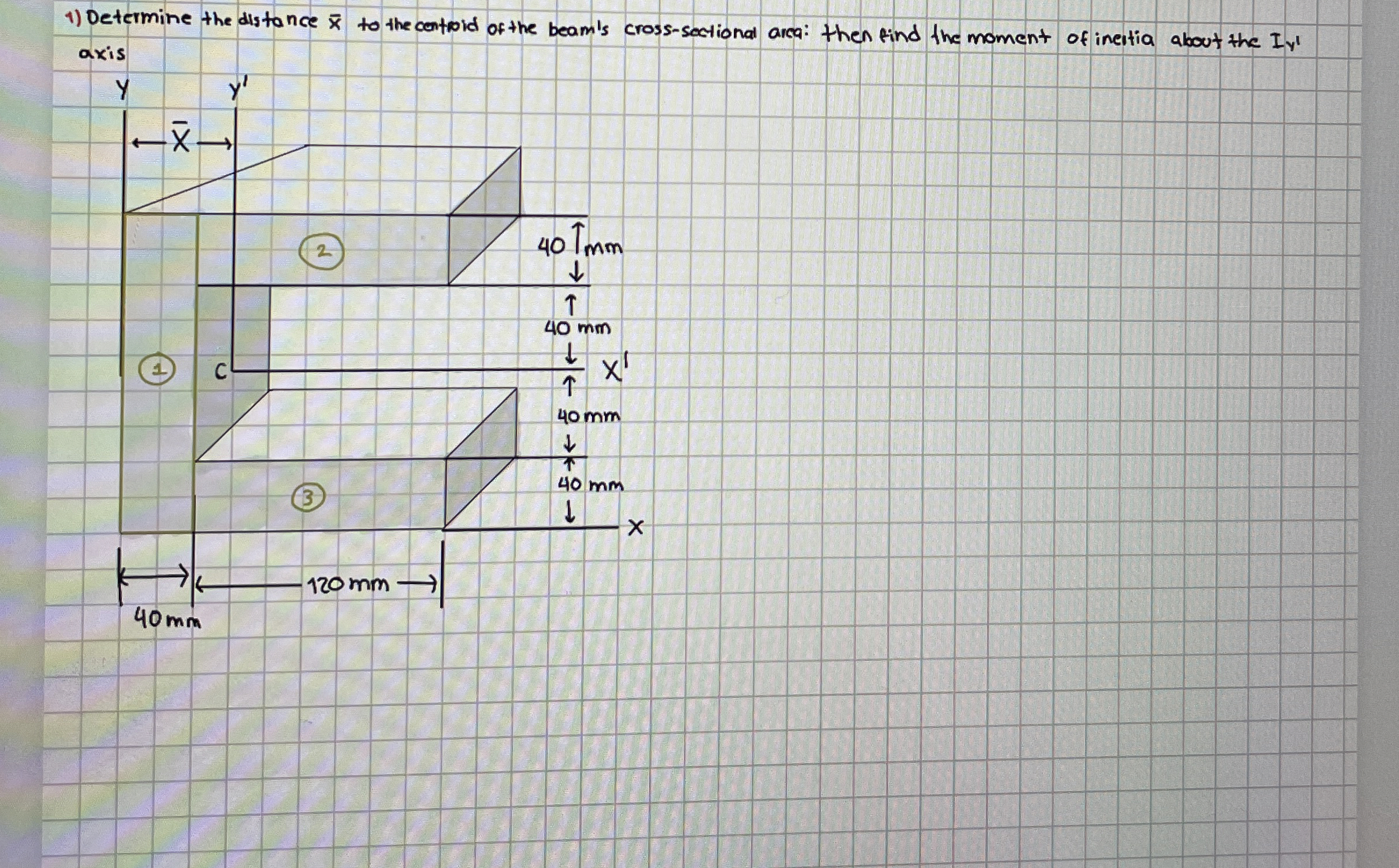 Determine the distance x to the centroid of the