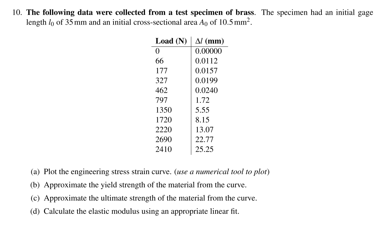 1 0 . The following data were collected from a